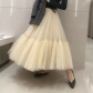 European and American women's long floor-length skirt oversized swing mesh gauze half skirt stitching long skirt A-line high waist shaggy skirt