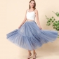 European and American women's long floor-length skirt oversized swing mesh gauze half skirt stitching long skirt A-line high waist shaggy skirt