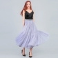 European and American women's long floor-length skirt oversized swing mesh gauze half skirt stitching long skirt A-line high waist shaggy skirt