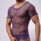 Large mesh short sleeve men's underwear inside wear yoga bodybuilding T-shirt thin style breathable men's short sleeve