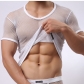 Large mesh short sleeve men's underwear inside wear yoga bodybuilding T-shirt thin style breathable men's short sleeve