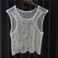 Summer thin flash drill short vest net shirt bling new hollowed out hot drill top vest