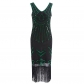 Explosive pure shot picture sequin hand-woven tassel evening dress female