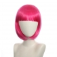 cosplay nightclub performance bar oblique Qi bangs female short hair pink rice white blue bobo Bob wig