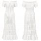 2023 European and American medieval 5 colors sweet flying sleeve lace-up elastic waist fishtail one-line shoulder dress