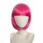 cosplay nightclub performance Bar diagonal bangs Female short hair pink rice white blue bobo Bob wig