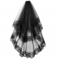 Black Halloween headwear Lace lace short bridal veil Vintage mask wedding photo White wedding veil