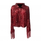 Europe and the United States bead fringe cardigan top coat annual party performance dress
