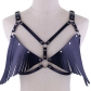 Explosive leather fringe halter bra Punk Bikini adjustable tank top Strap Strap Belt for women