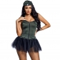 Army green mesh mini backless cosplay costume for Halloween