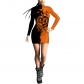 Halloween costumes European and American women's dress 3D digital printed pumpkin slim long sleeve sexy tight wrap hip skirt