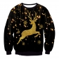 New Arrival Christmas Costume Christmas Elk Digital Printing Round Neck Sweater Fashion Casual Couple Dress