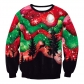 New Arrival Christmas Costume Christmas Elk Digital Printing Round Neck Sweater Fashion Casual Couple Dress