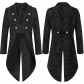 European and American new fashion men's long-sleeved stand-up collar punk pattern tailcoat jacket black satin wedding