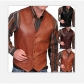 2023 new European and American men's fashion retro vest men's single -breasted vest leather vest men's jacket