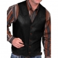 2023 new European and American men's fashion retro vest men's single -breasted vest leather vest men's jacket
