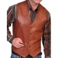 2023 new European and American men's fashion retro vest men's single -breasted vest leather vest men's jacket