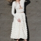 2024 European and American women's medium-length fluffy fairy A-line skirt French elegant three-dimensional rose flower skirt female
