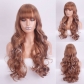 European and American white wig female side-parted bangs Scottish gradient orange long straight hair with curly tail wig