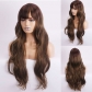 European and American white wig female side-parted bangs Scottish gradient orange long straight hair with curly tail wig