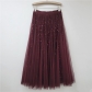 Mesh skirt velvet skirt women 2025 early spring new high waist hip-covering drape skirt sequined gauze skirt long skirt