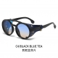 New steam punk sunglasses men in European and American fashion leather edge decorative tide round box sunglasses women