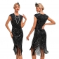 1920s Retro Dance Embroidery Flavored dress cocktail party large size sequin beaded net yarn dress