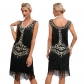 European and American 1920 retro Gatsby dresses dresses dance dresses dresses dresses dresses dresses dresses dresses in round neck, bead embroidery sotesses vest, large size dress