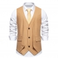 2024 Spring and Autumn men's suit vest retro V -neck fake two casual vest men