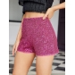 Fashion rubber band sequin shorts, hot pants sequins, pure black mid -lumbar sexy straight shorts