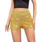 Fashion rubber band sequin shorts, hot pants sequins, pure black mid -lumbar sexy straight shorts