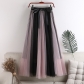 Summer new high -waisted A -line large and thin contrasting net gauze puffy skirt in the long half body skirt female skirt