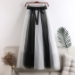 Summer new high -waisted A -line large and thin contrasting net gauze puffy skirt in the long half body skirt female skirt