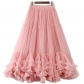 Super Daping Design Fashion Net Slot Skirt Sweet fungus edge A -shaped big puff skirt