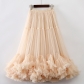 Super Daping Design Fashion Net Slot Skirt Sweet fungus edge A -shaped big puff skirt