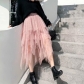 Star mesh half body skirt for women's autumn new high waisted fluffy skirt half body long skirt cake skirt gauze skirt trend