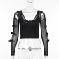 Spring 2024 new European and American style personality net gauze cut off bow hot girl top women's clothes