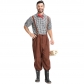 Medieval colonial land clothing new adult suspender pants grid farm work clothes Halloween clothing