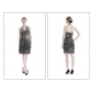 1920 European and American sexy sequins dresses hanging neck skirt female back V -neck low -cut high waist high -waisted heavy workers nail dress skirt