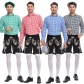 New Halloween German Beer Festival clothing four -color plaid shirt back pants men's beer clothing set shorts