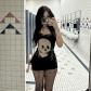 Spring 2024 new hot girl short skirt European and American style dark black style personality skull print skirt women women