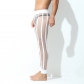 Summer casual men's long trousers bleaching foot tie sleep pants wide waist strap hollow mesh stripe sexy sports pants