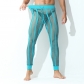 Summer casual men's long trousers bleaching foot tie sleep pants wide waist strap hollow mesh stripe sexy sports pants