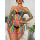 European and American sexy underwear Rainbow color network clothes