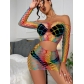 European and American sexy underwear Rainbow color network clothes