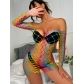 European and American sexy underwear Rainbow color network clothes