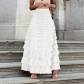 New long skirt female autumn European and American temperament, elegant solid color high -waisted mesh cake skirt