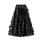 Heavy work stereoscopic black mesh skirt new design feels Hepburn style long hidden umbrella skirt