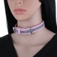 The new colorful reflective ultra -fiber leather item ring high -end D buckle light luxury punk wind neck neck strap cross -border selection