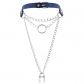European and American personality fashion PU leather ring necklace necklace Penchu street shooting chain lock pendant pendant with neck chain collarbone chain